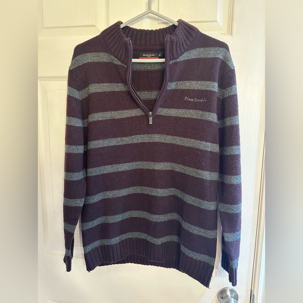 Pierre Cardin Men's Zip-Up Sweater - Dark Brown and Gray Ptp 20